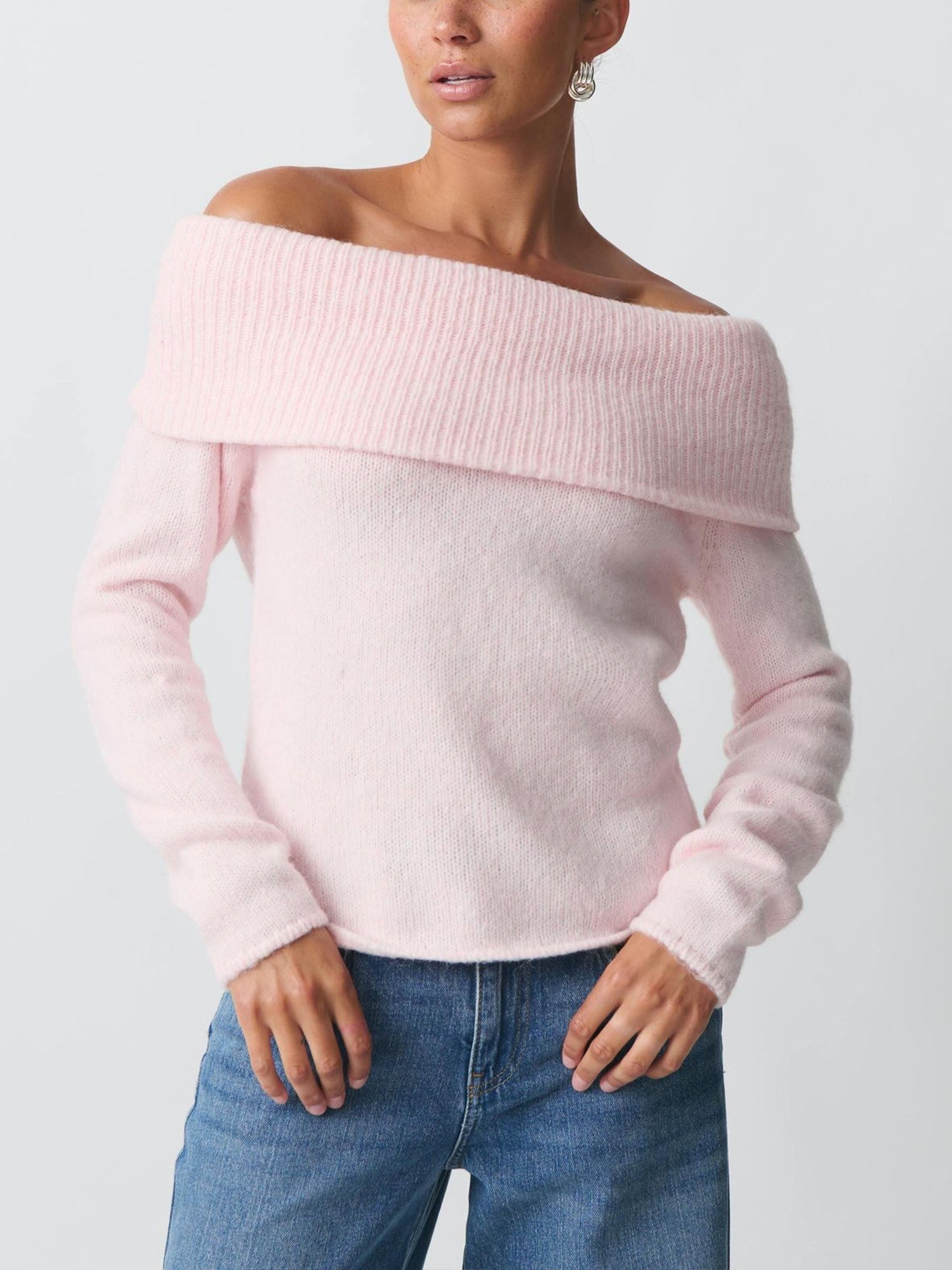 Off Shoulder Collar Top Sweet Versatile Fit