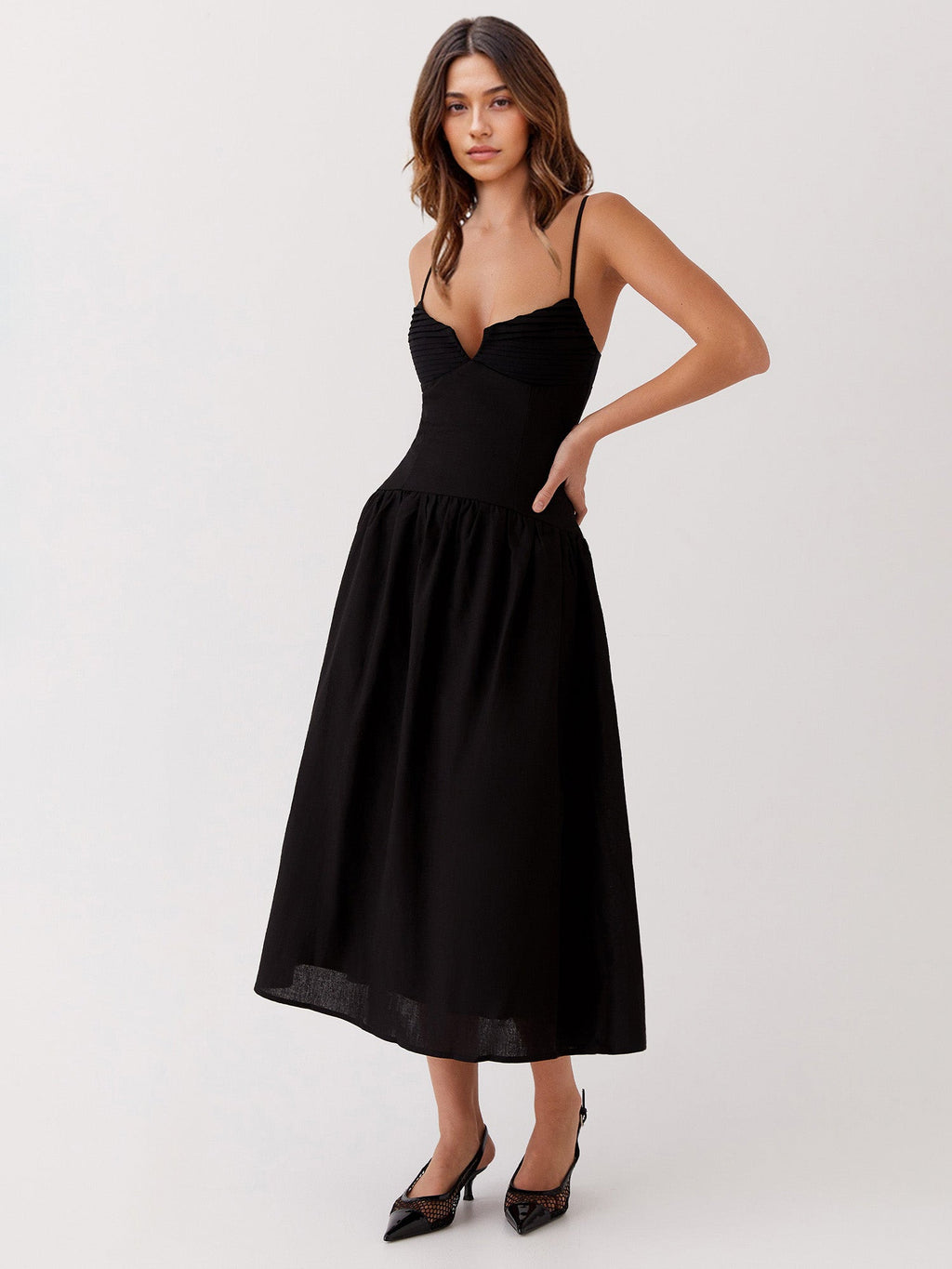 A-Line Midi Dress with Ruched Detail