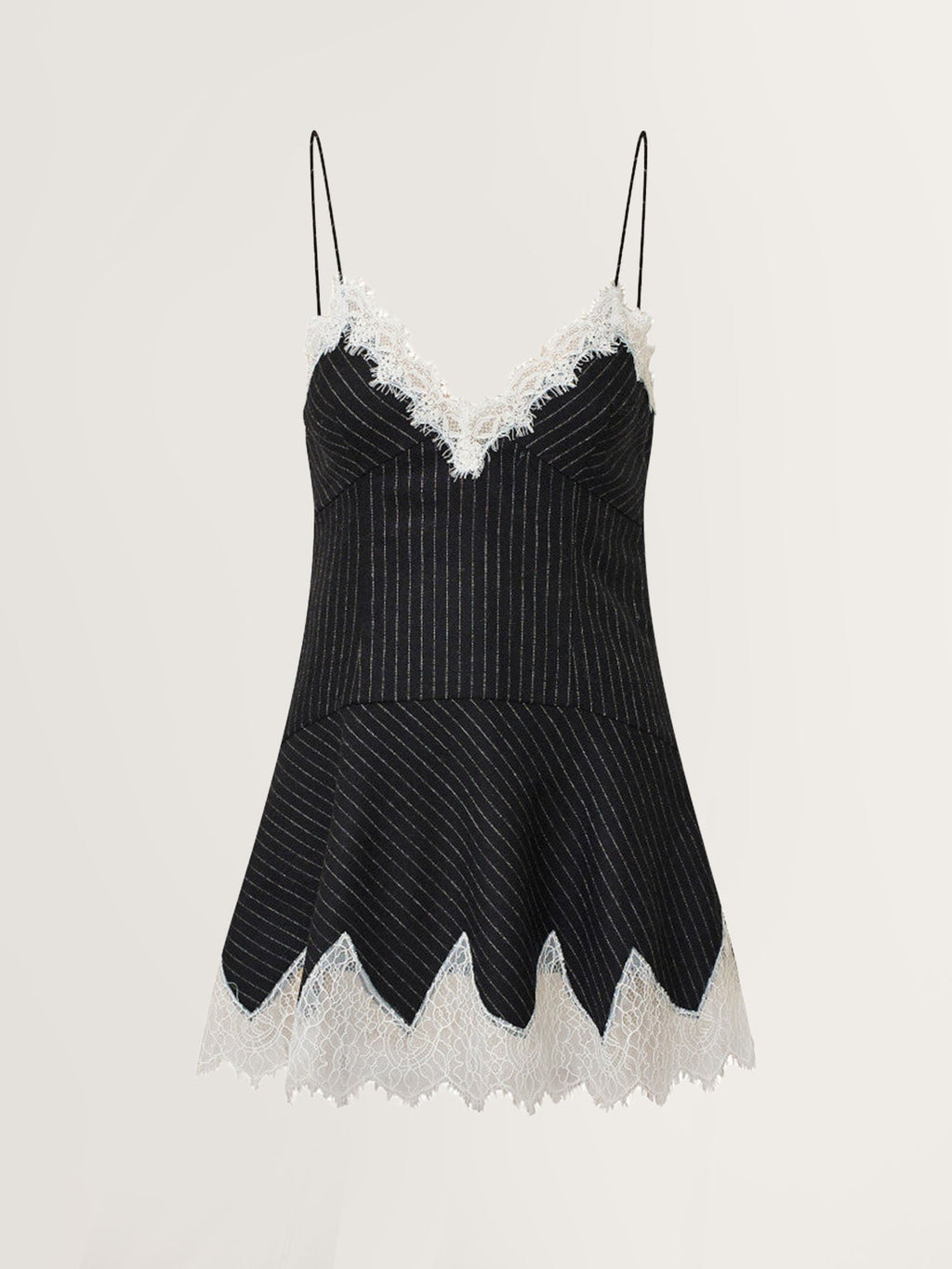 lace pinstripe dress Lace Trim Pinstripe Mini Dress L