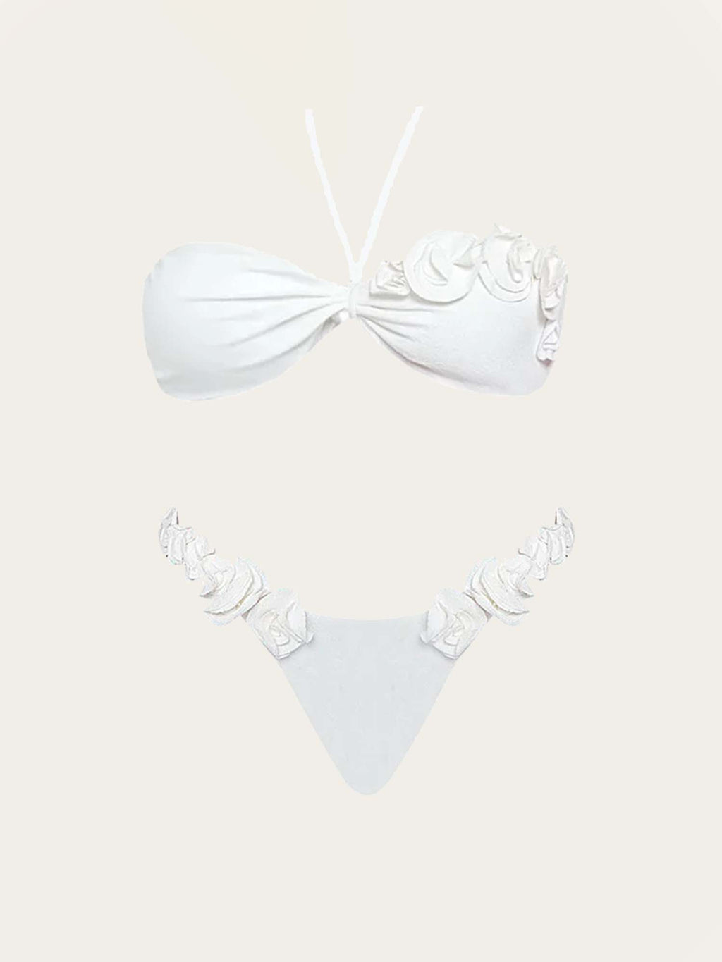 Bikini Putih dengan Hiasan Bunga