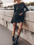 Sparkling Bell-Sleeve Mini Dress