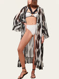 Black & White Sheer Long Cover-Up