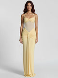 Gaun Maxi Halter Berbalut Kuning, Keanggunan Tulen