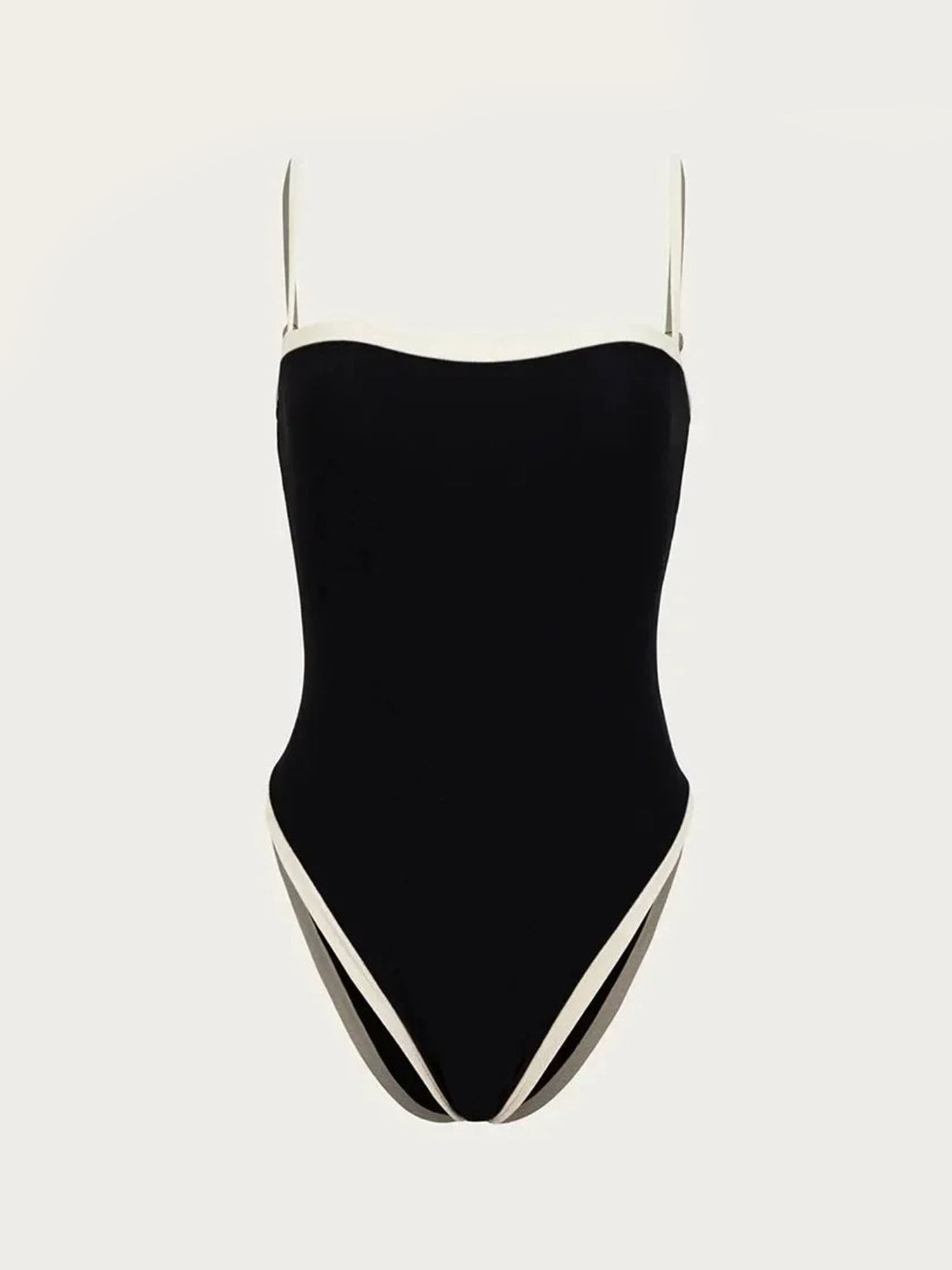 Vintage-Inspired Black & White One-Piece Swimsuit