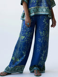 Indigo Dragonfly Wide-Leg Pants