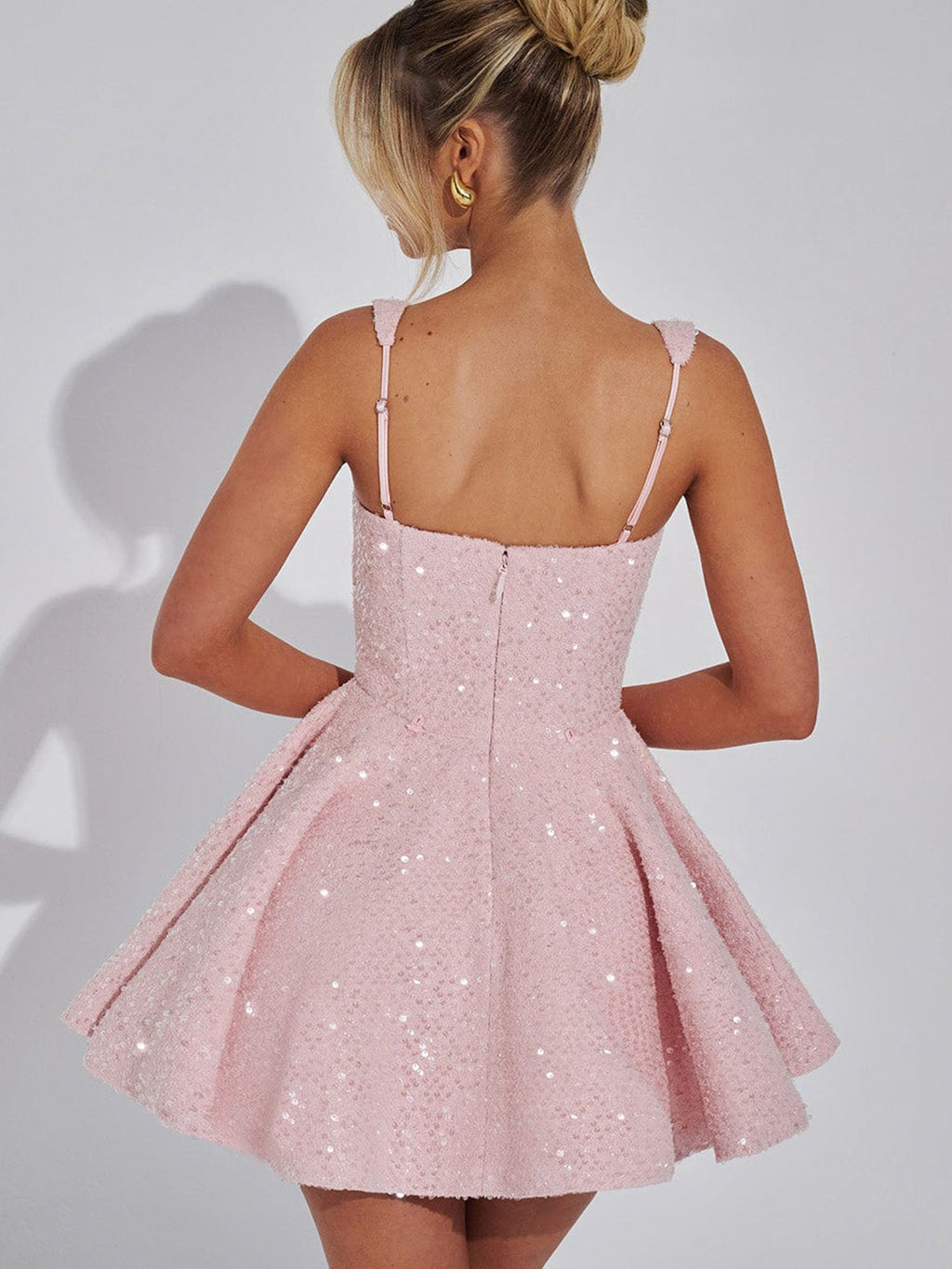 Sequin Detail Flared Mini Dress