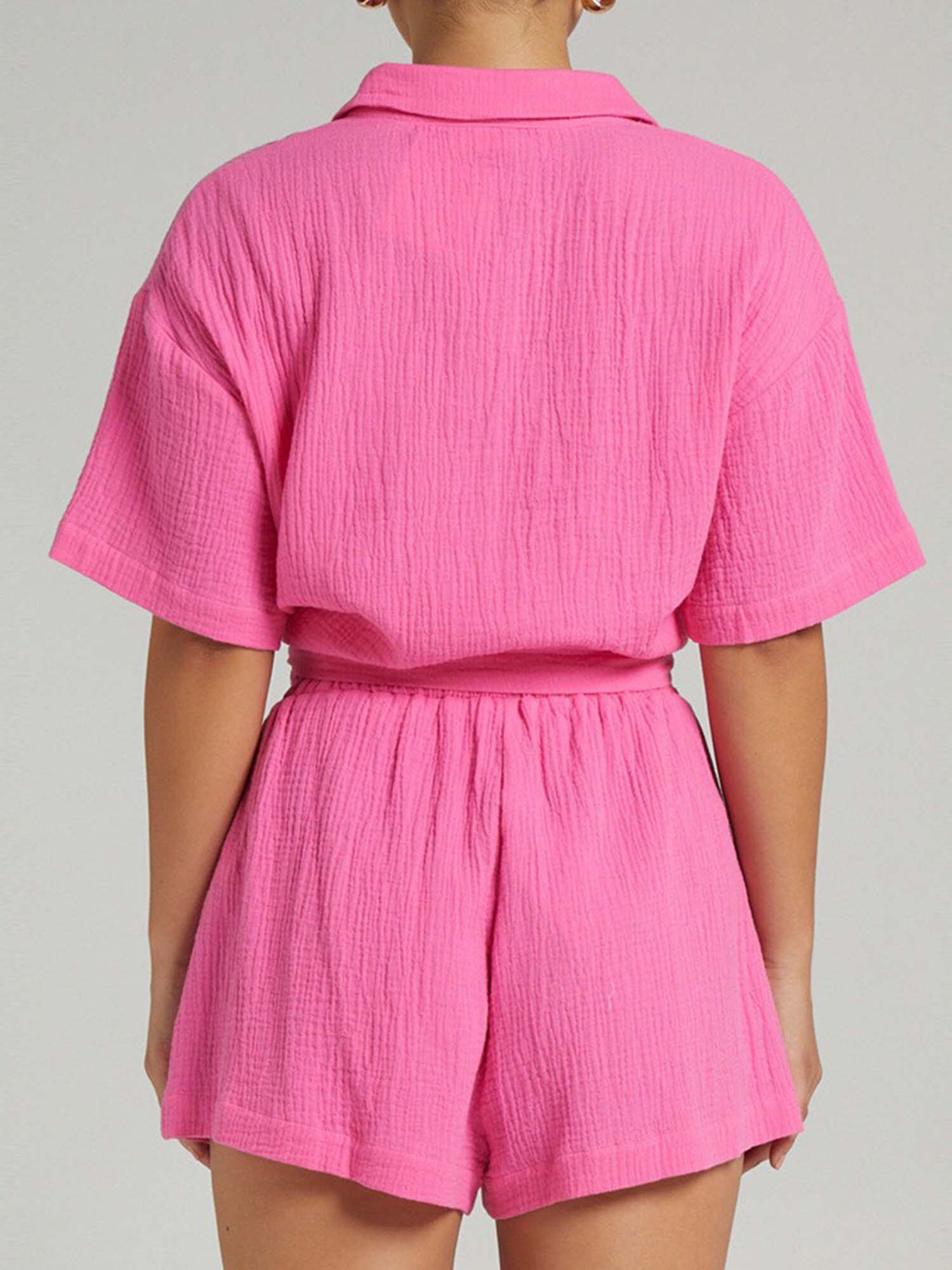 Short Sleeve Shirt Shorts Set Casual Euro Flow