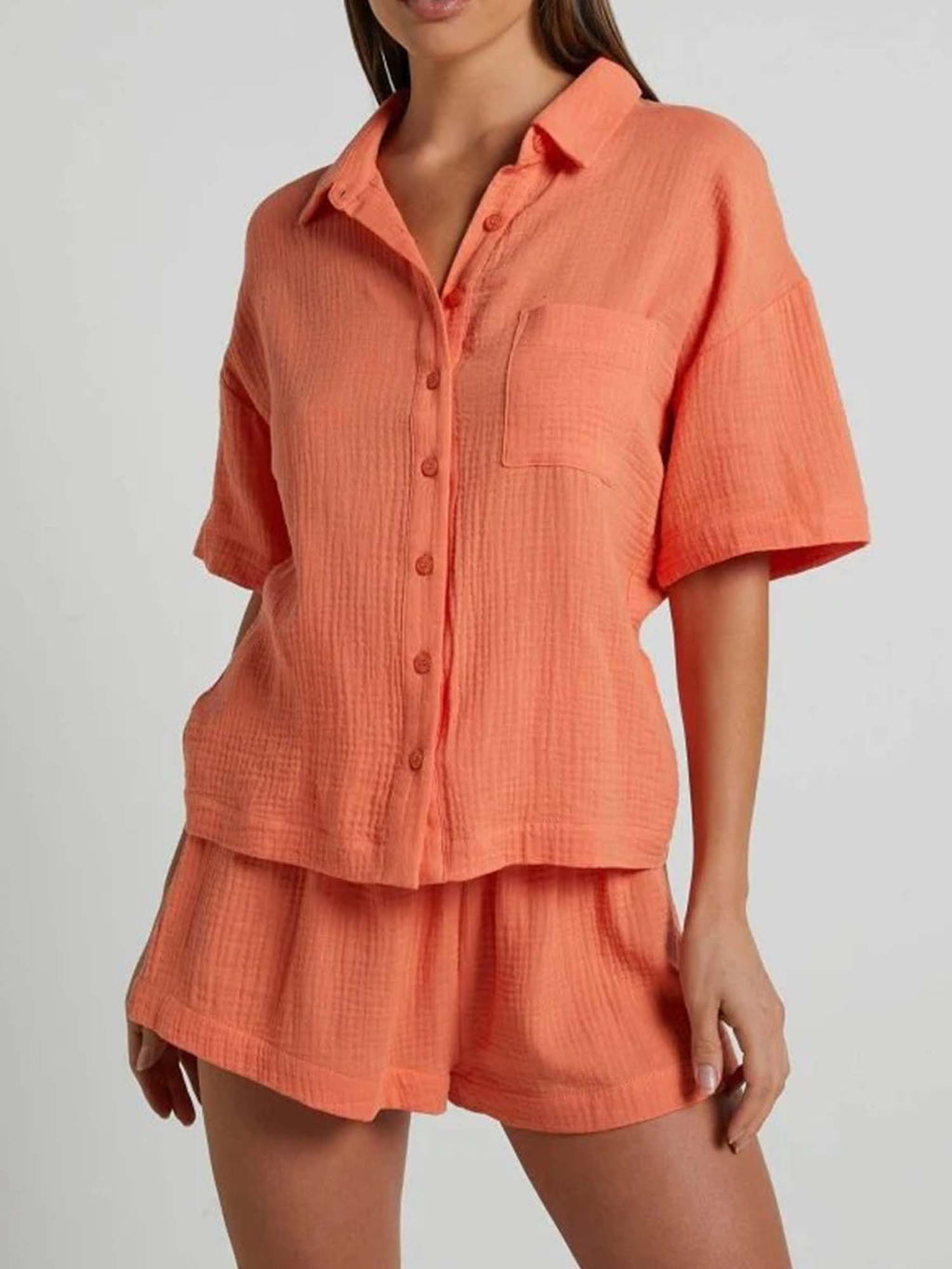 Short Sleeve Shirt Shorts Set Casual Euro Flow