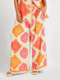 Retro Floral Print Wide-Leg Pants
