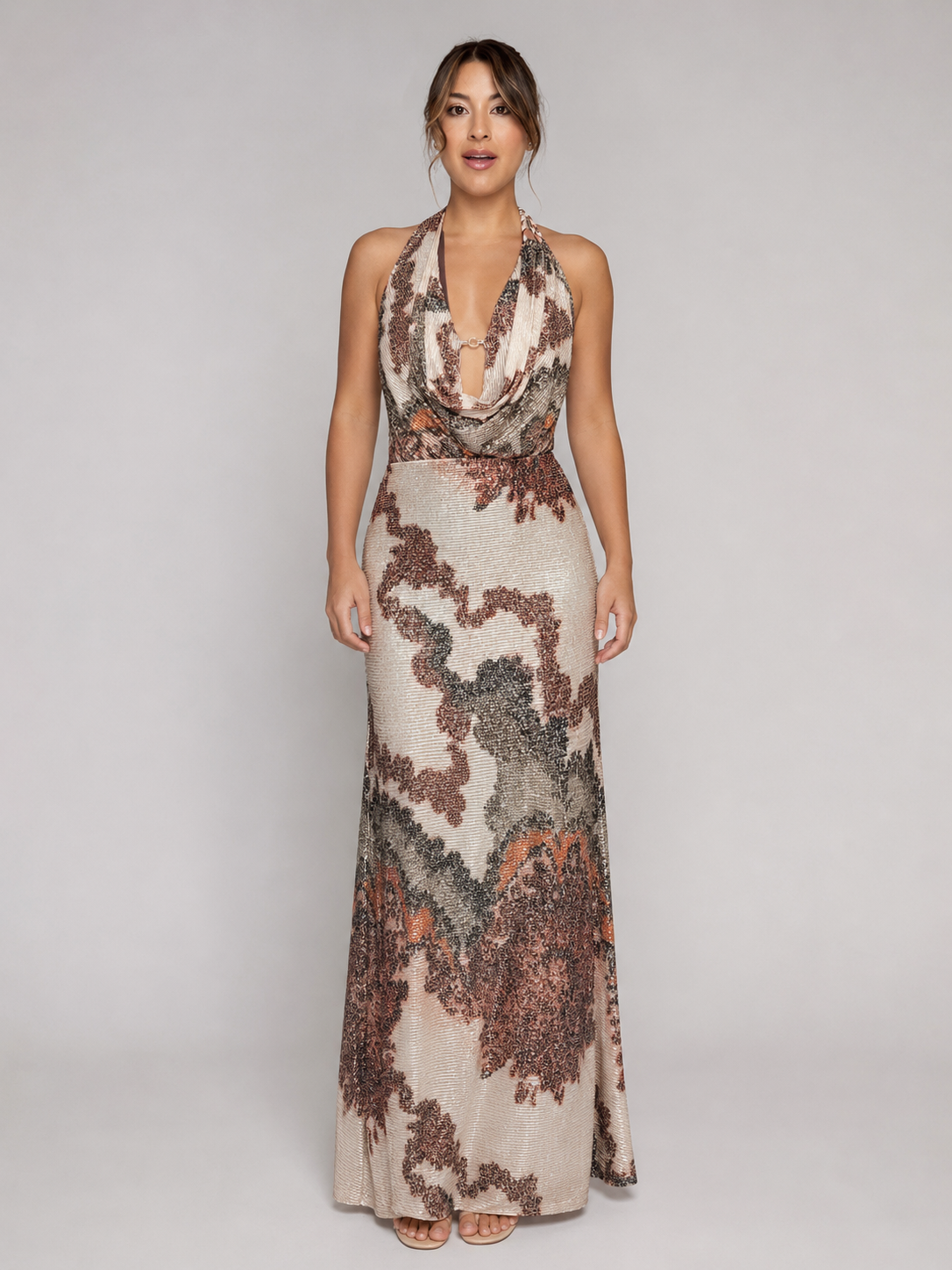 Printed Halter Top & Maxi Skirt Set
