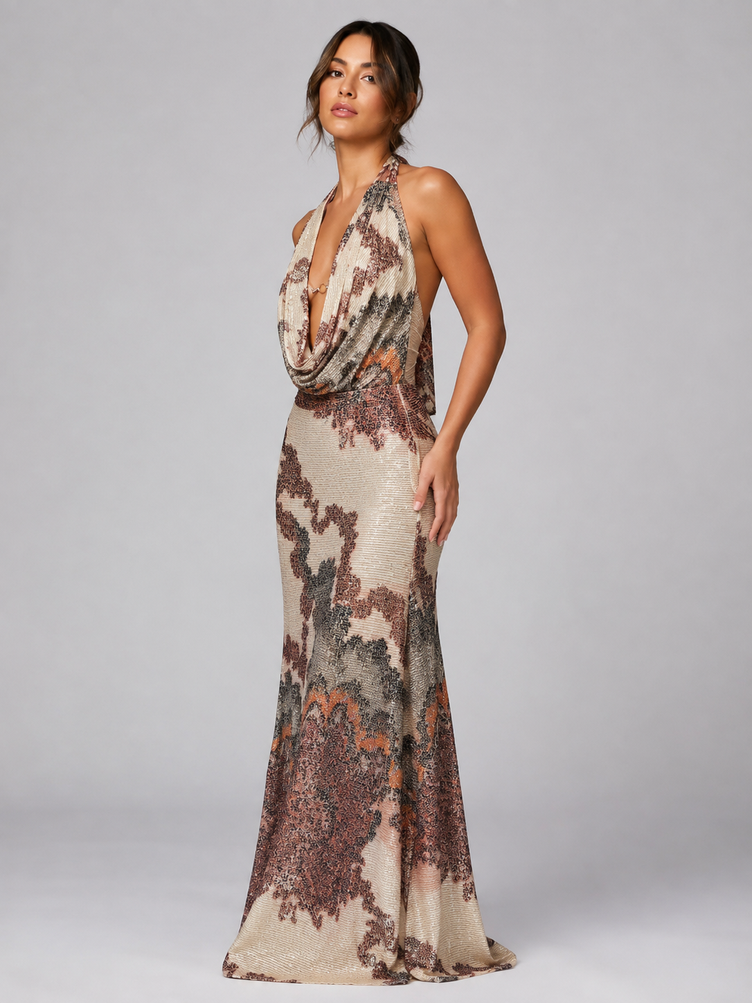 Printed Halter Top & Maxi Skirt Set