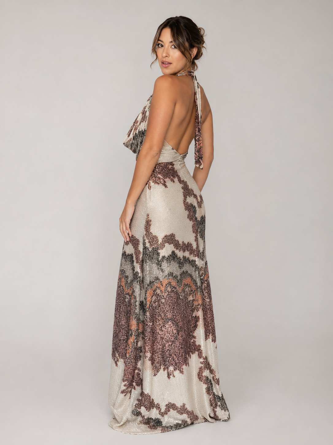 Printed Halter Top & Maxi Skirt Set