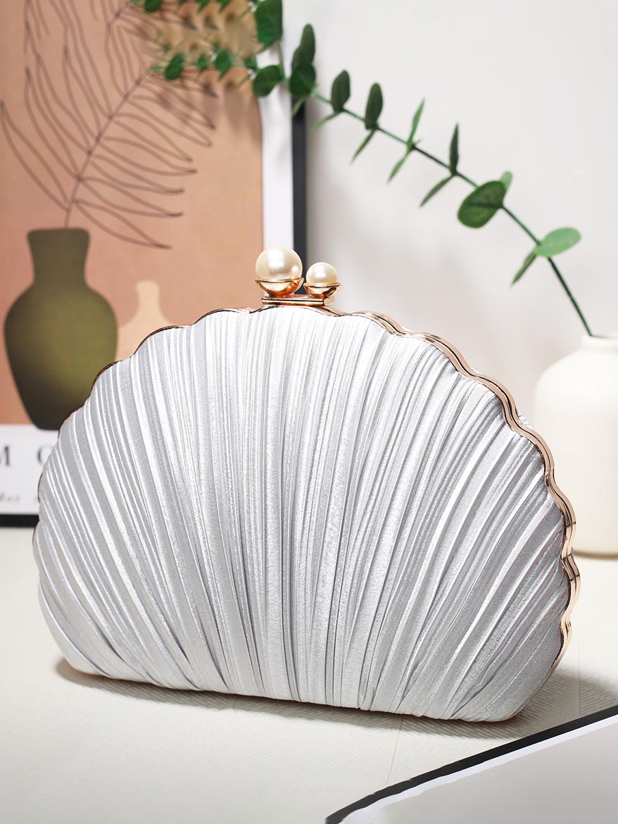 Shell Evening Bag Pleated Clutch