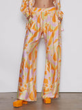 Tropical Beach Graphic Print Wide-Leg Pants