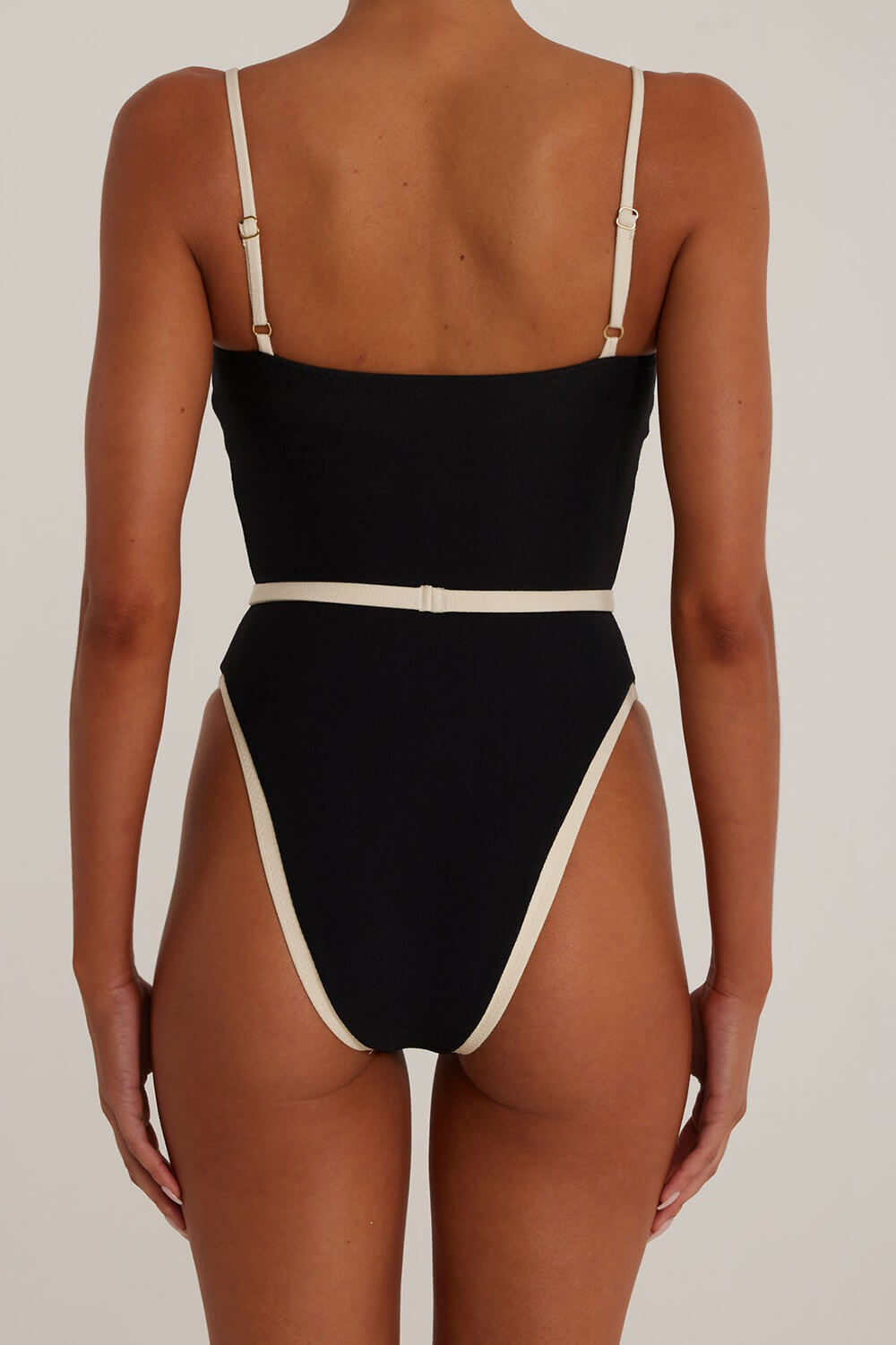 Black and White Contrast One-Piece Swimsuit