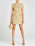 Gold Bouclé Mini Dress