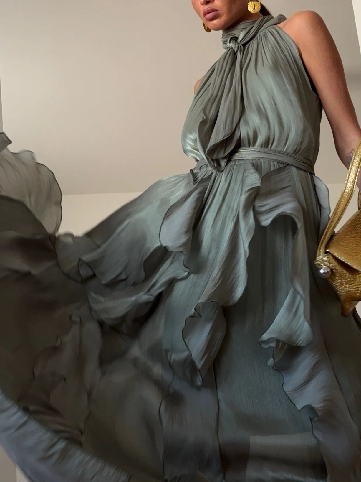 Sheer Ruffle Tiered Maxi Dress