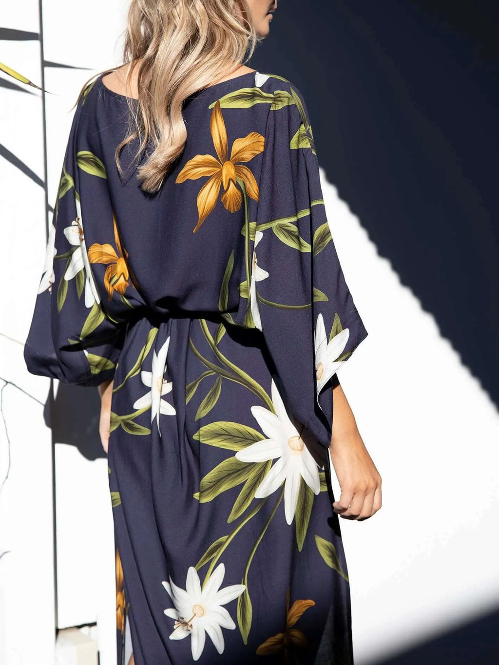 Bohemian Floral Kaftan Midi Dress