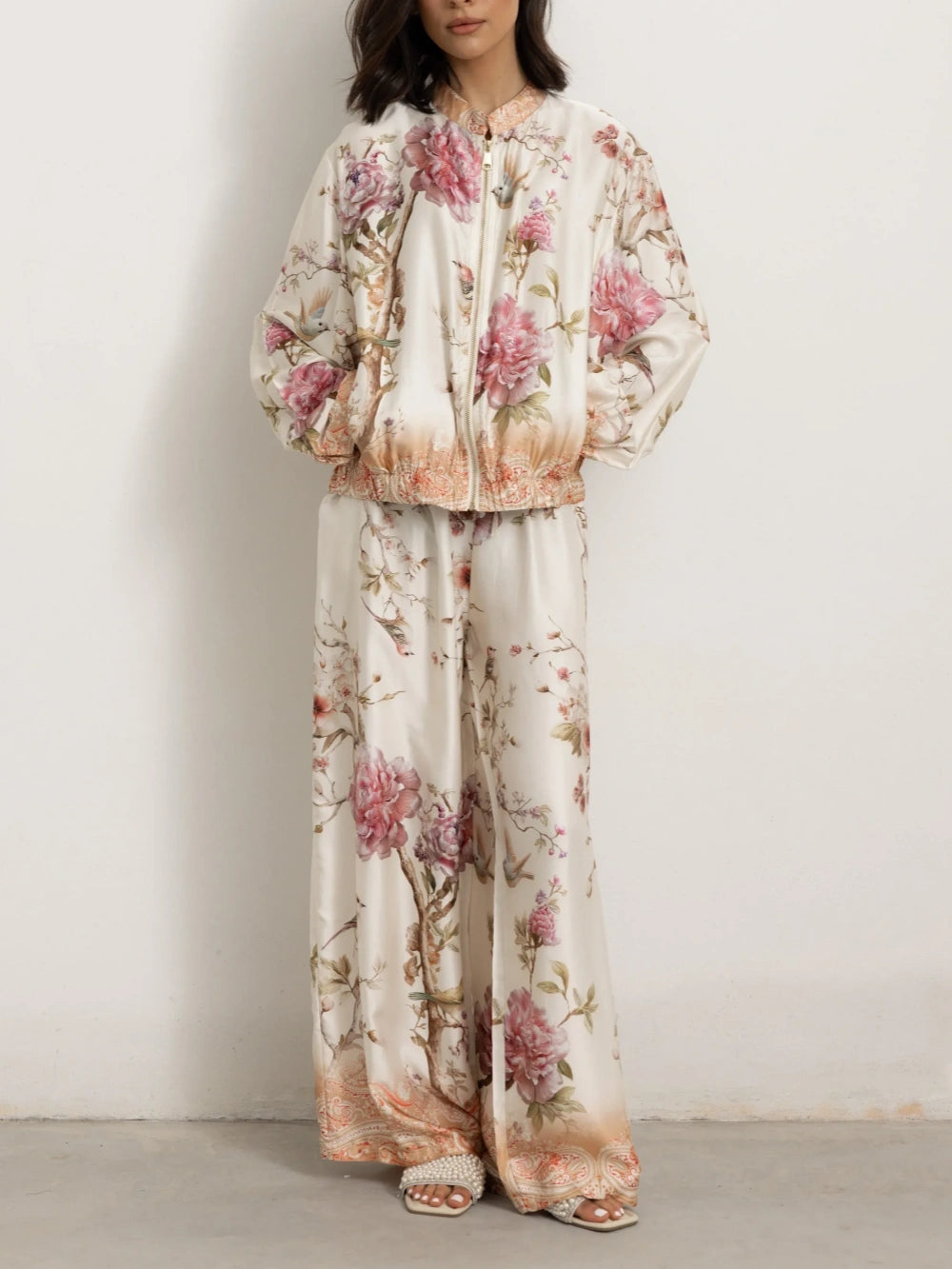 Peony Print Satin Co-Ord Set