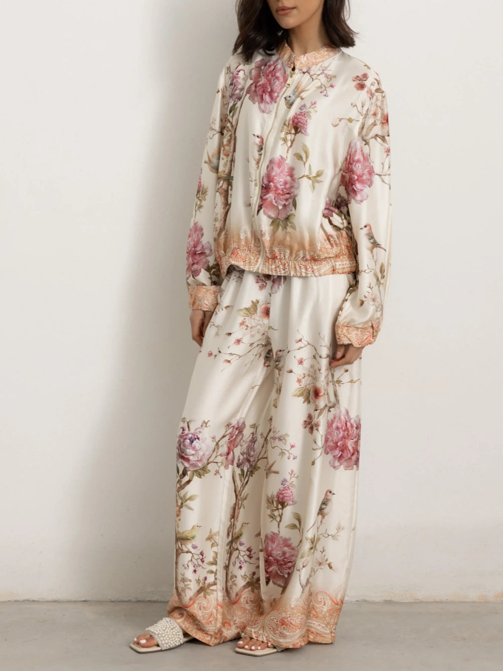 Peony Print Satin Co-Ord Set
