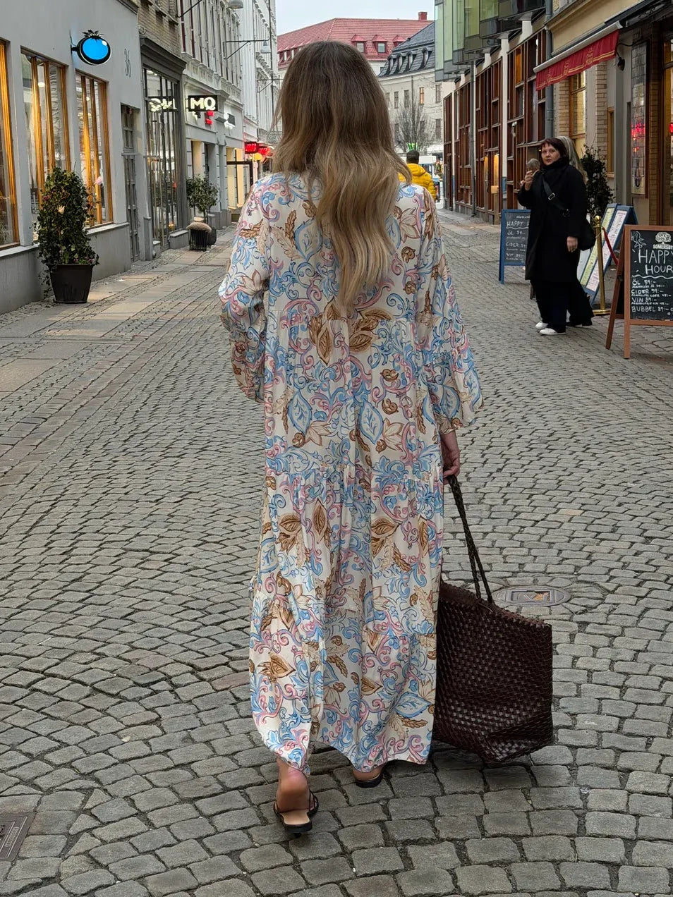 Bohemian Floral Scroll Maxi Dress