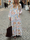 Bohemian Floral Scroll Maxi Dress