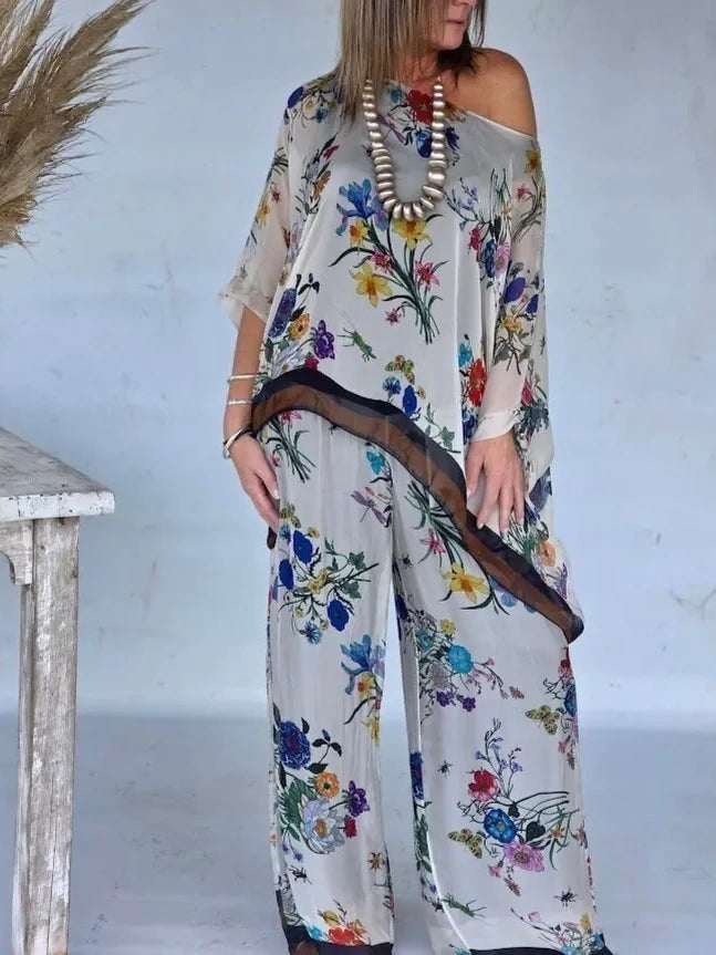 Colorful Wildflower Print Two-Piece Set