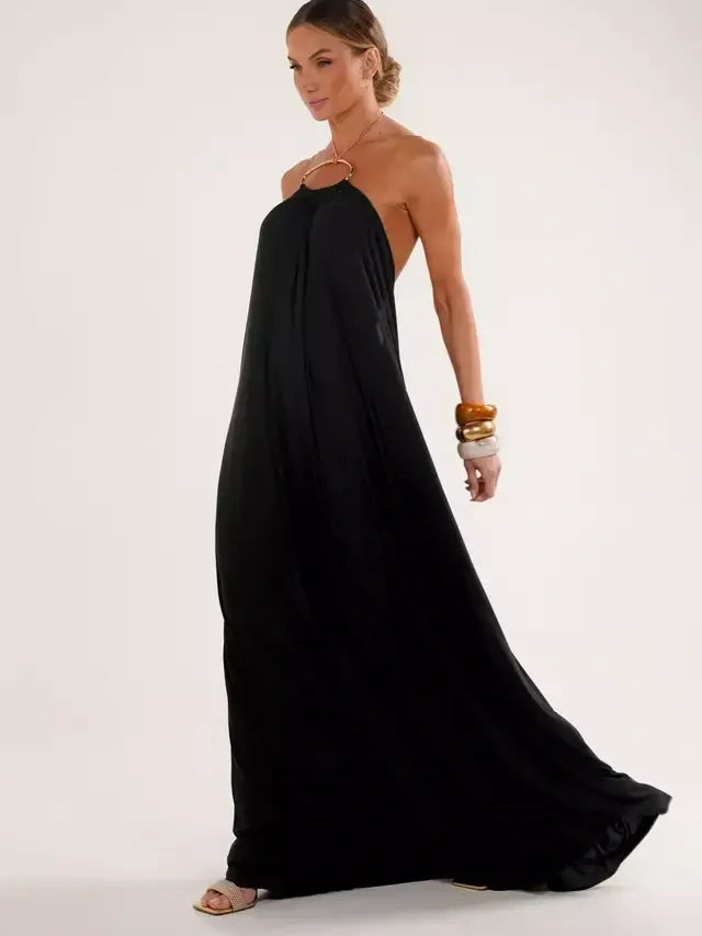 Satin Halter Neck Maxi Dress