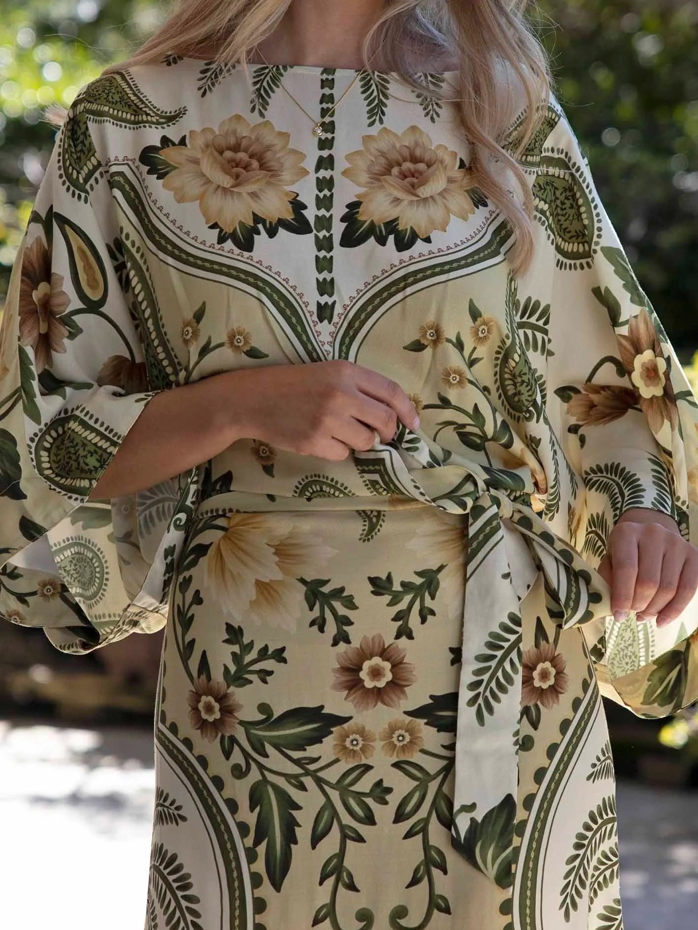 Bohemian Floral Kaftan Midi Dress