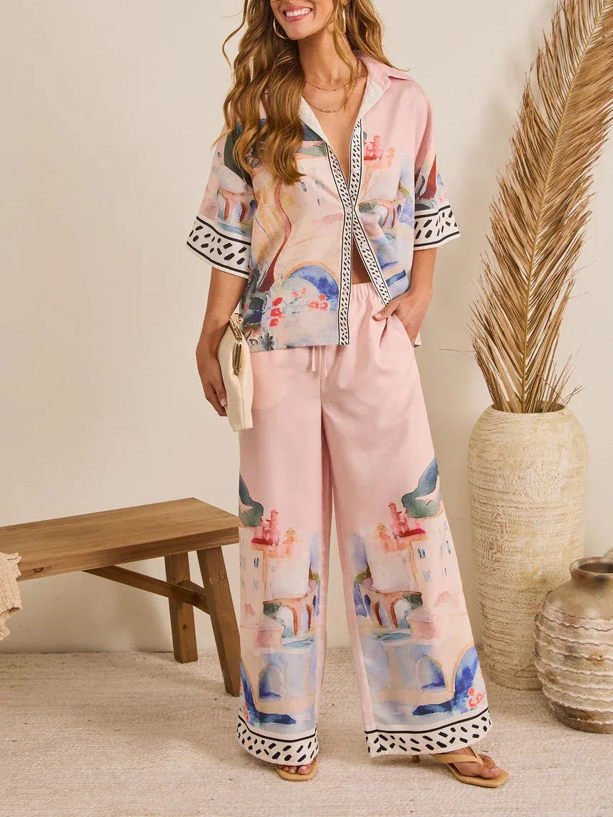 Pink Coastal Print Two-Piece Set