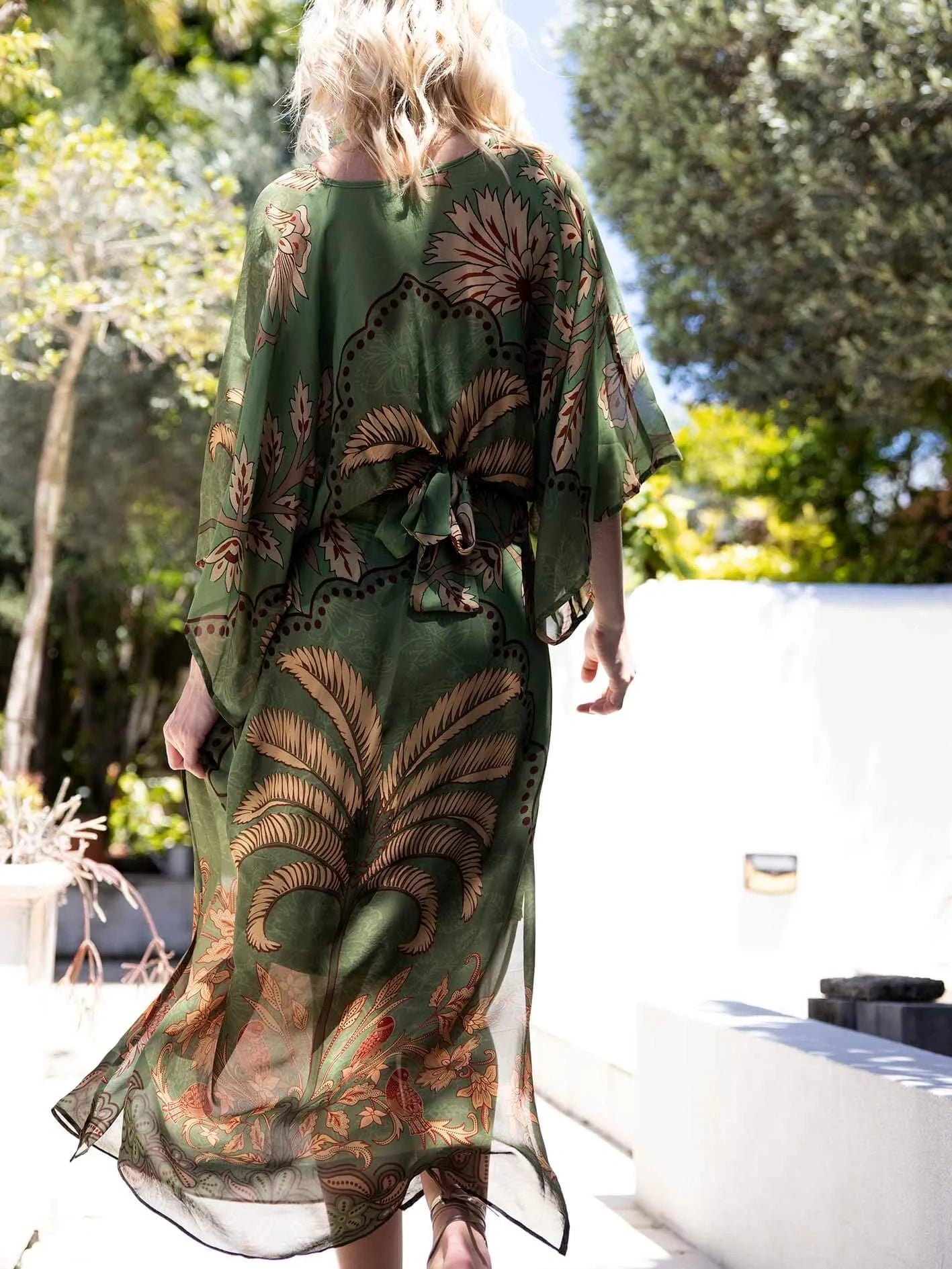 Tropical Print Kaftan Maxi Dress